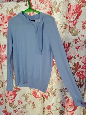 Ann Taylor Factory Light Lavender Tie-Neck Sweater